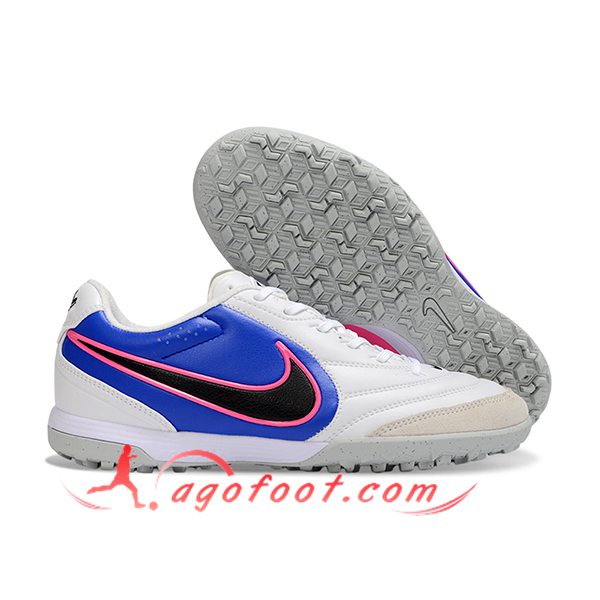Nike Chaussures de Foot Tiempo Legend XI Elite TF Blanc/Bleu/Noir